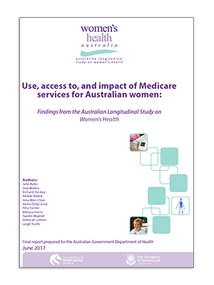 Front cover - 2017 Major Report - Use, acces to, and impact of Medicare services for Australian women